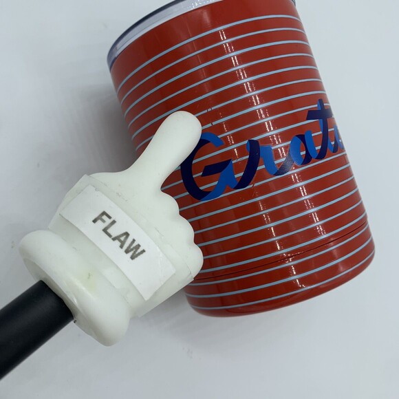 Anthropologie Travel Mug w/ Lid GRATEFUL Coffee Cup Stripes Summer July 4th USA - Picture 9 of 10